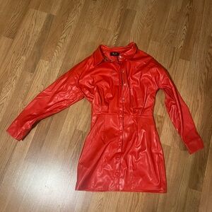 Red Faux Leather Dress - perfect for Game Day!